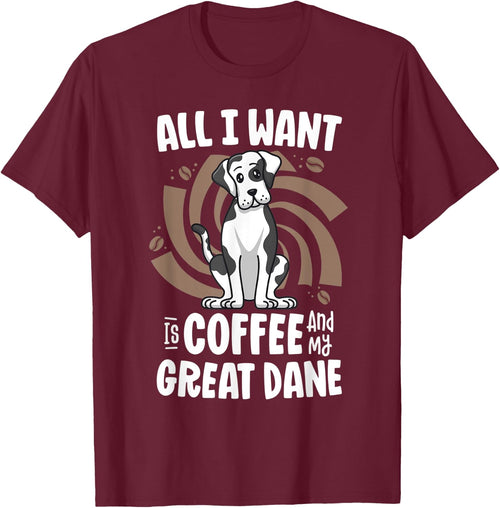 All I Want Is Coffee And My Great Dane Harlequin Dog Mama Women Kids