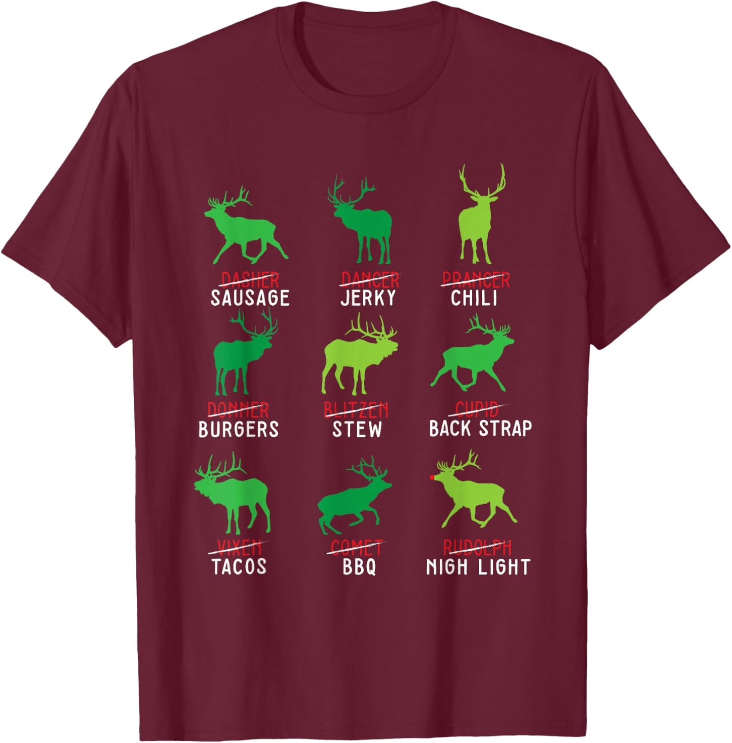 Funny Christmas Deer Bow Hunting Santa Christmas T-Shirt - T-Shirt | Maroon