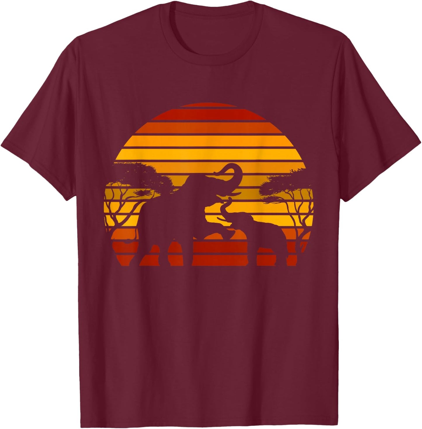 Retro Africa Savannah Zoo Animal Gift Animal Motif Elephant T-Shirt - T-Shirt | Maroon