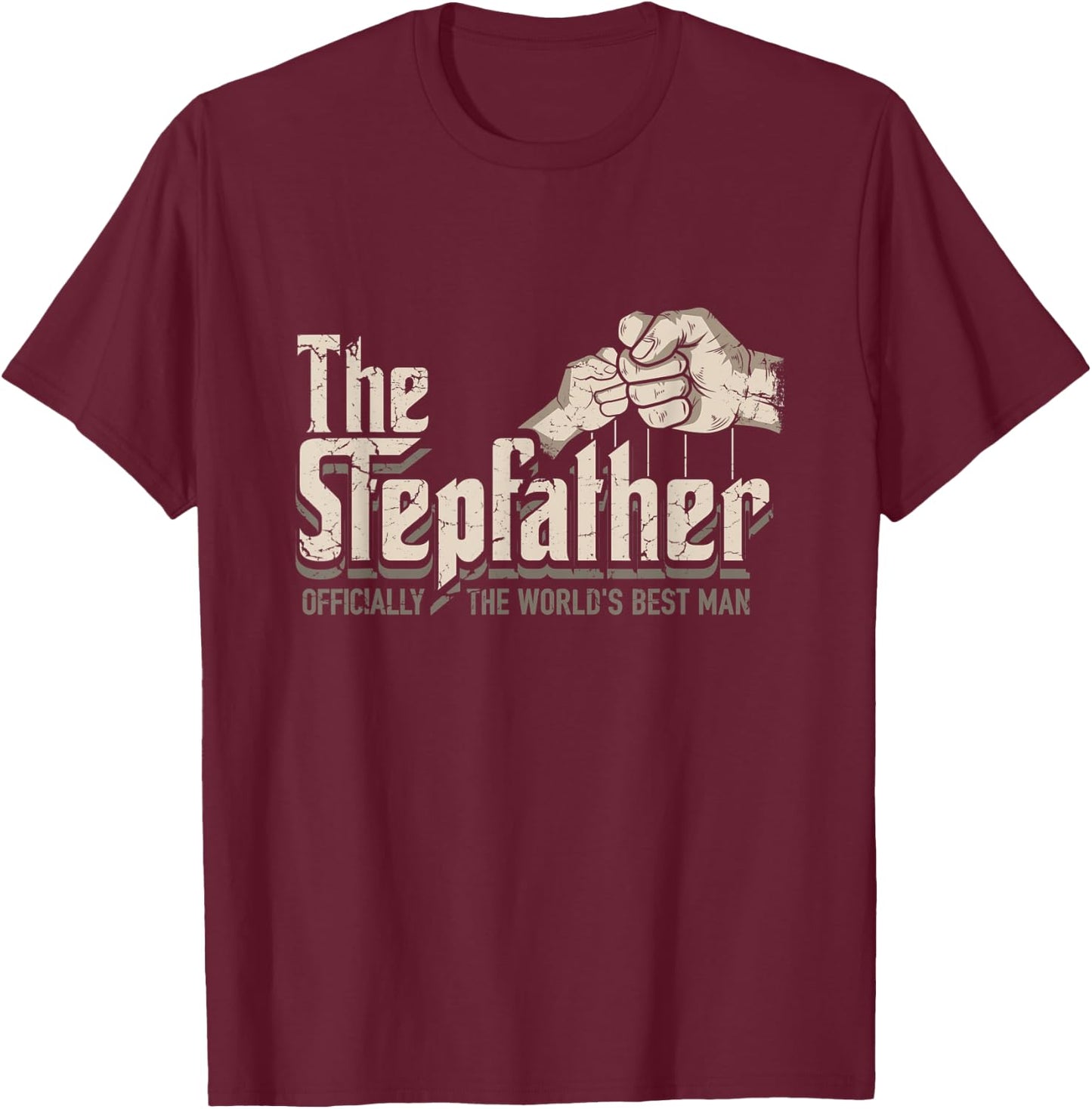 Funny Stepdad Gifts Stepfather Officially World's Best Man T-Shirt - T-Shirt | Maroon