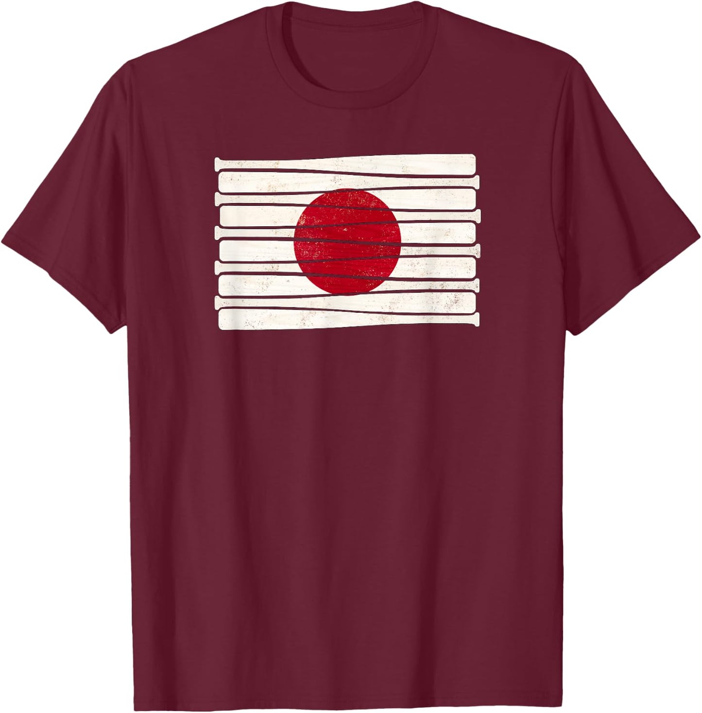 Japanese Baseball Bat Flag T-Shirt - T-Shirt | Maroon