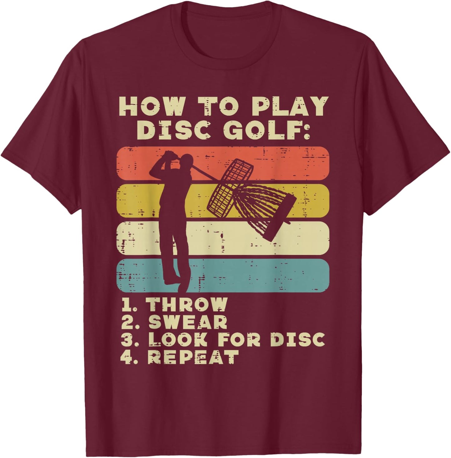 How To Play Disc Golf Sunset Retro Frisbee Golfing Golfer T-Shirt - T-Shirt | Maroon