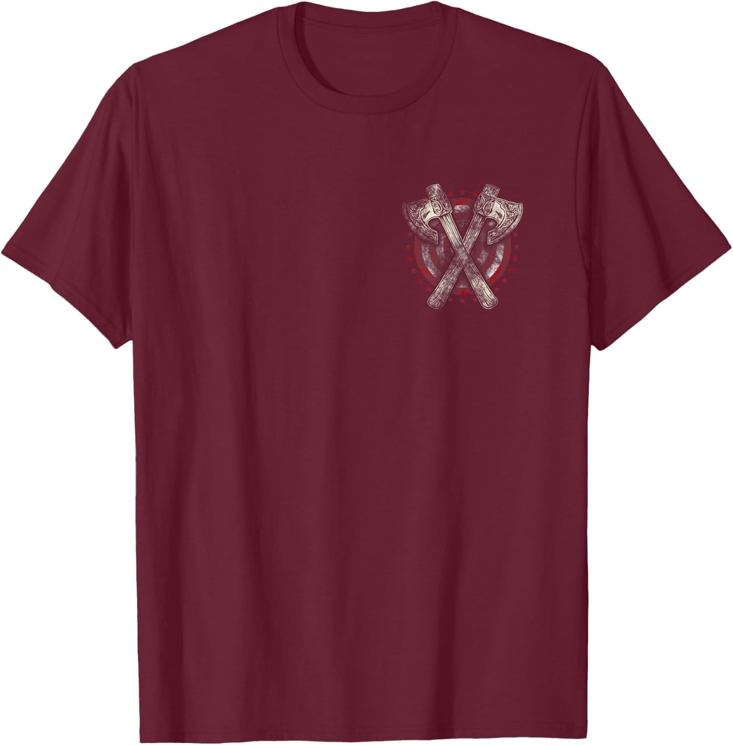 Hatchet Axe Throwing Pocket Badge T-Shirt - T-Shirt | Maroon