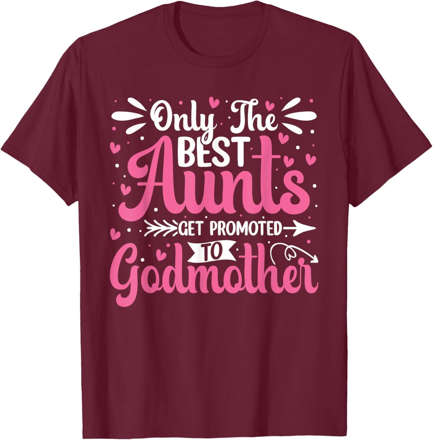 Only The Best Aunts Get Promoted To Godmother Groovy Heart T-Shirt - T-Shirt | Maroon