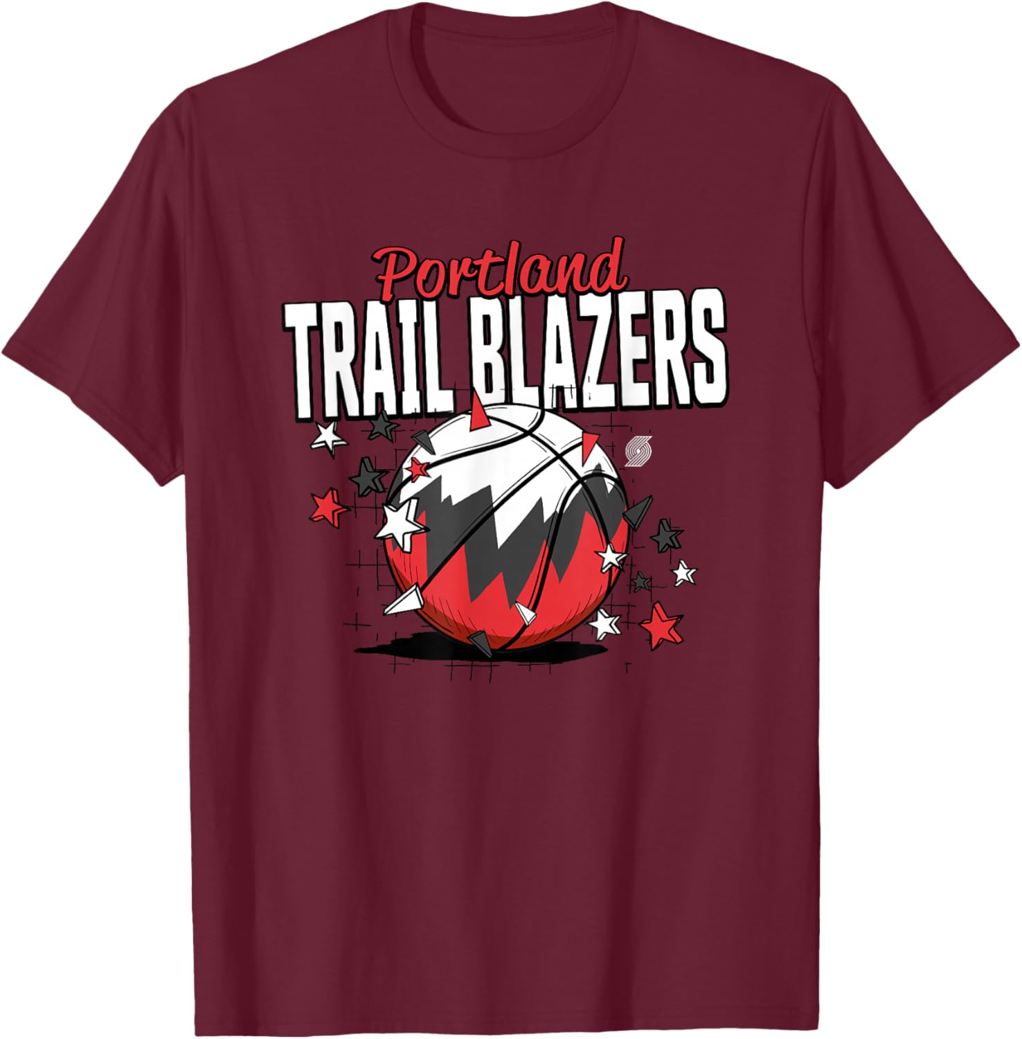NBA Portland Trail Blazers Basketball Doodle Stars T-Shirt - T-Shirt | Maroon