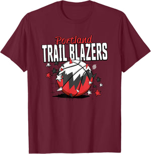 NBA Portland Trail Blazers Basketball Doodle Stars T-Shirt - T-Shirt | Maroon
