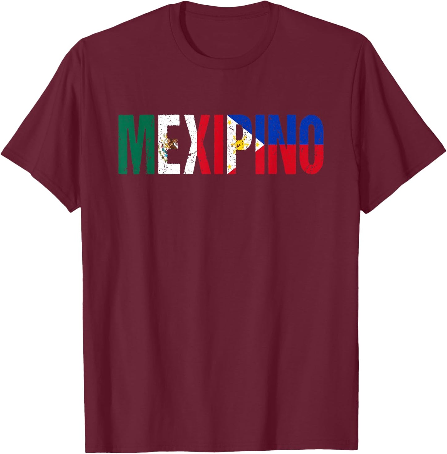 Mexipino Mexico Philippines Flag Ancestery Filipino Mexican T-Shirt - T-Shirt | Maroon