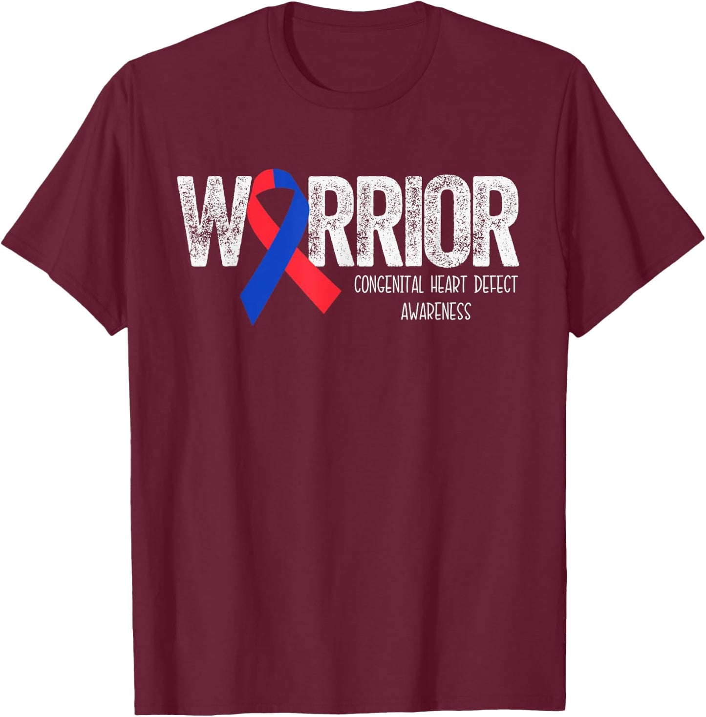 Warrior CHD Congenital Heart Defect Awareness Month Surgery T-Shirt - T-Shirt | Maroon