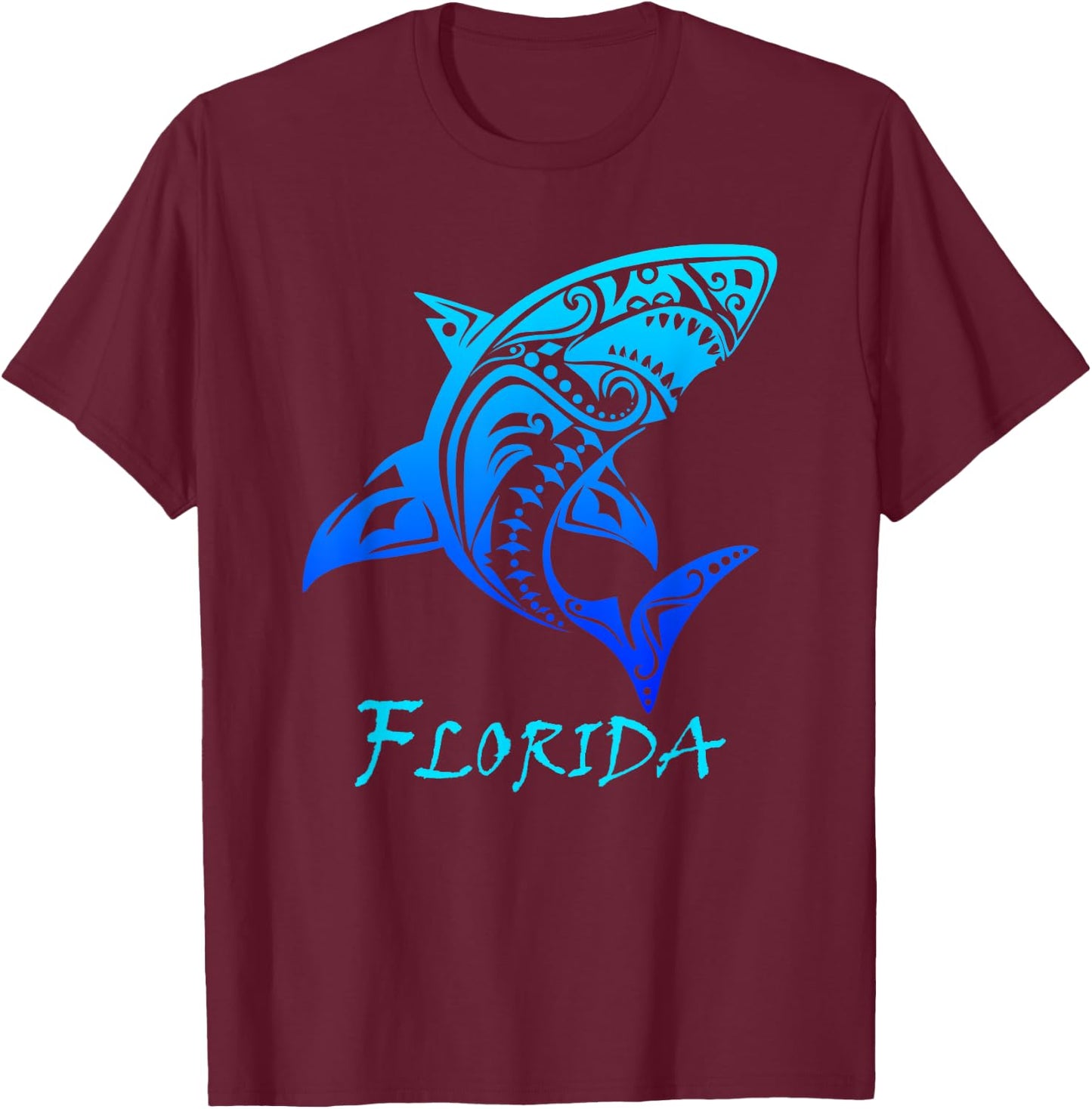 Florida Vacation Vintage Retro Shark T-Shirt - T-Shirt | Maroon
