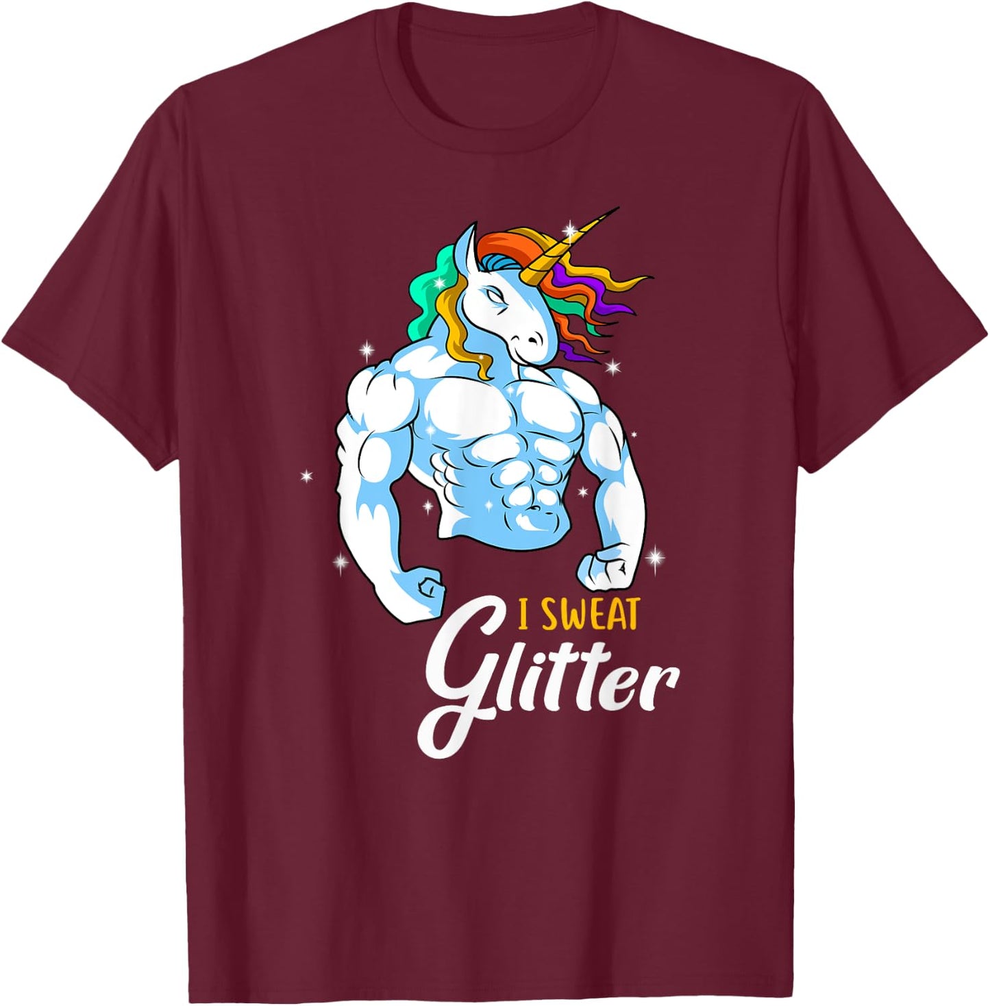 Weightlifing Barbell - Funny Workout Weightlifting Unicorn T-Shirt - T-Shirt | Maroon