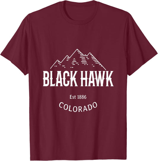 Retro Cool Black Hawk Colorado Rocky Mountains Novelty Art T-Shirt - T-Shirt | Maroon
