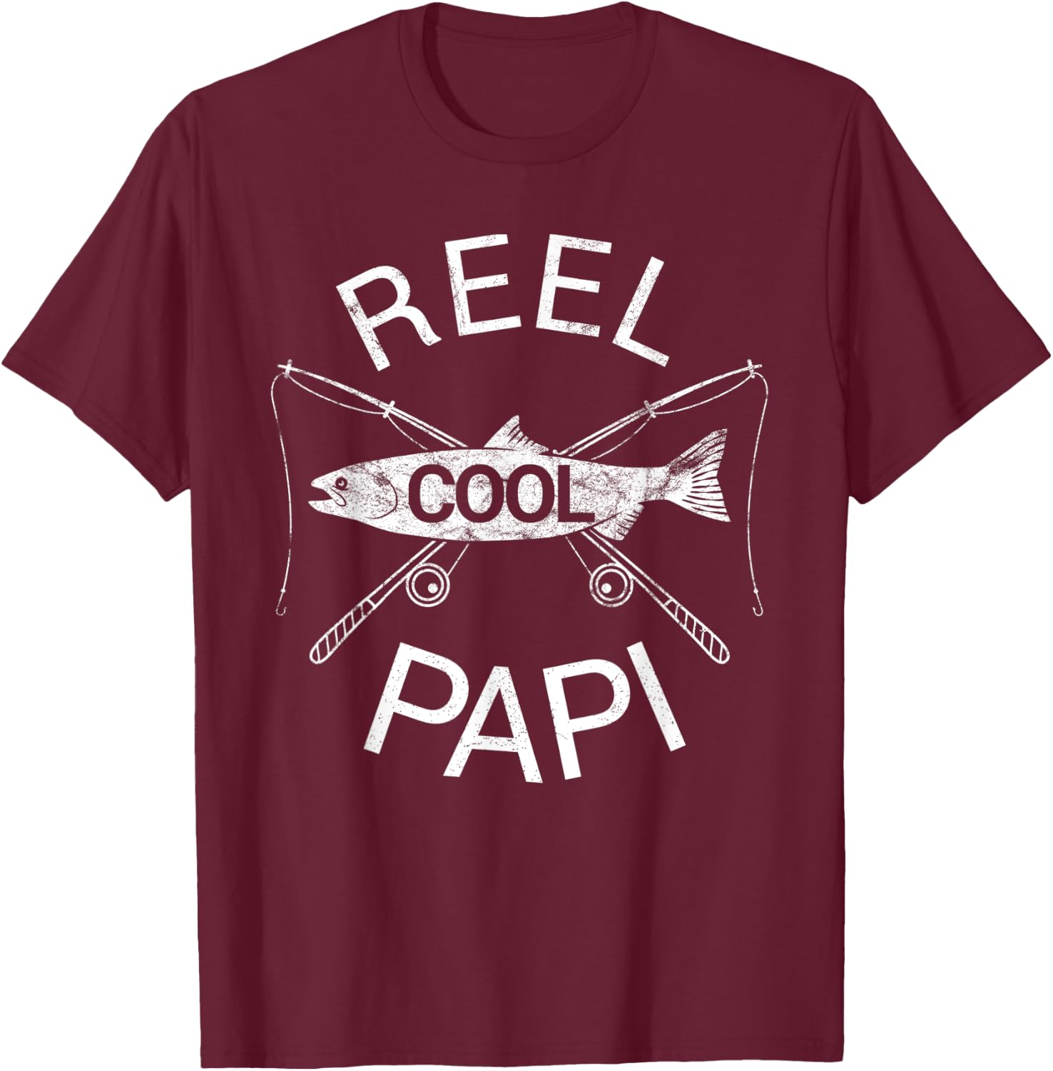 Papi Shirt Birthday Father's Day Fishing Fish Funny Humor T-Shirt - T-Shirt | Maroon