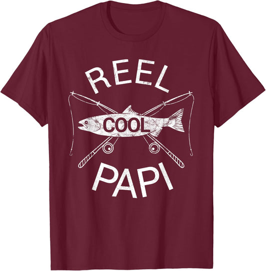 Papi Shirt Birthday Father's Day Fishing Fish Funny Humor T-Shirt - T-Shirt | Maroon