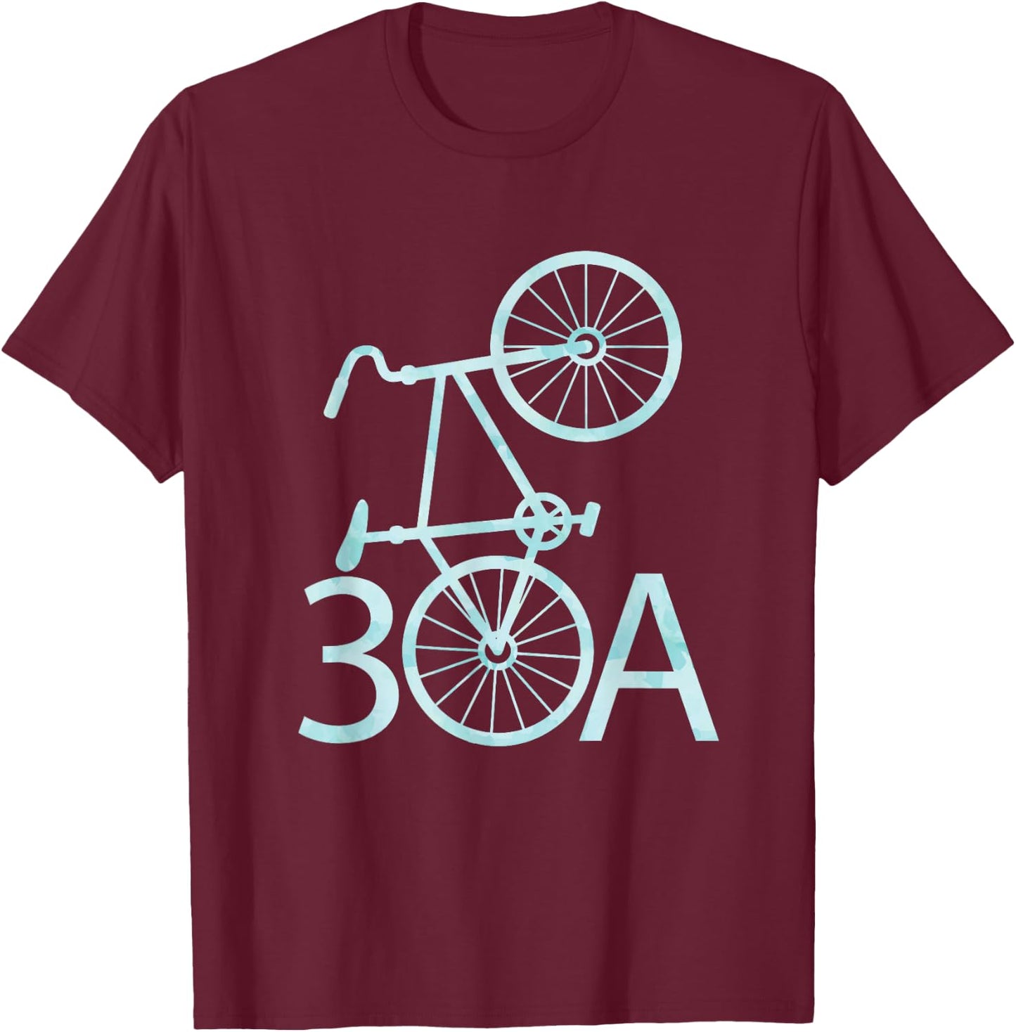 Watercolor 30A Bike | Seaside, Florida T-Shirt - T-Shirt | Maroon