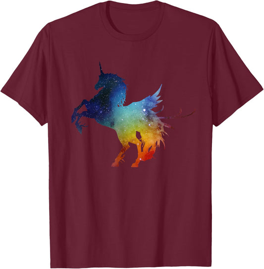 Pegasus Unicorn Pegacorn Alicorn Watercolor Space T-Shirt - T-Shirt | Maroon