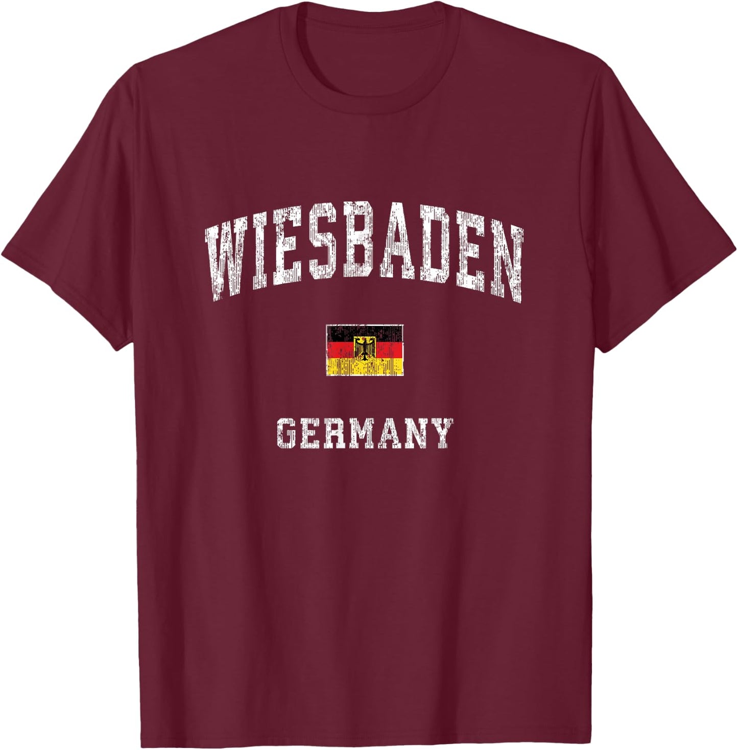 Wiesbaden Germany Vintage Athletic Sports Design T-Shirt - T-Shirt | Maroon