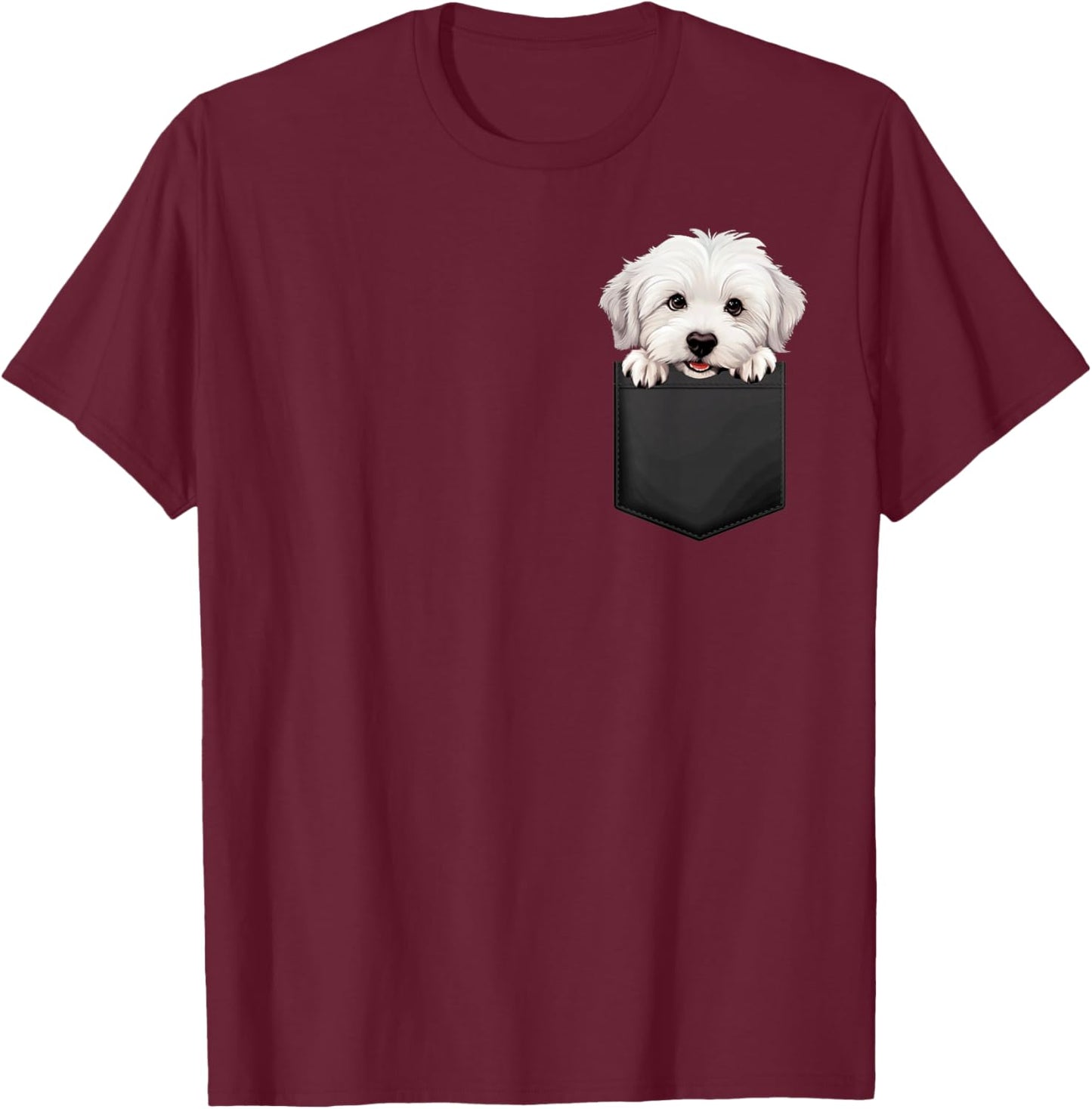Coton De Tulear Puppy Dog In Pocket Cute Pet Lover Men Women Kids T-Shirt - T-Shirt | Maroon