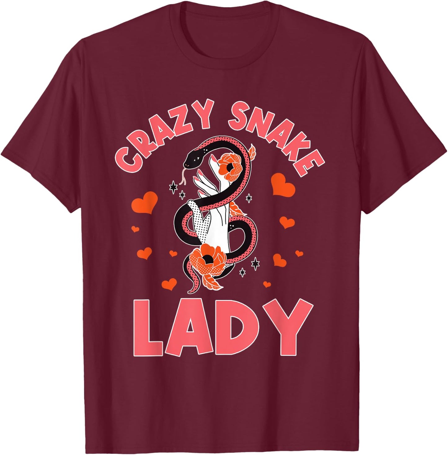 Crazy Snake Lady Snakes Reptile Girl Herpetologist T-Shirt - T-Shirt | Maroon