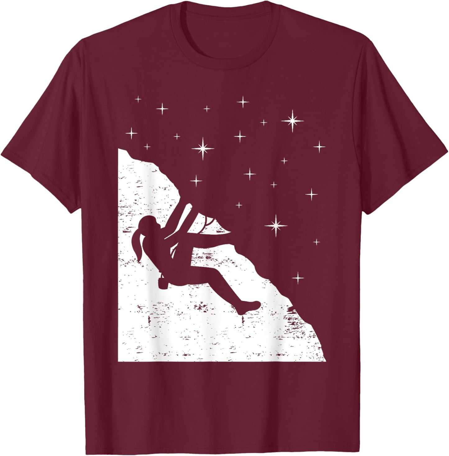 Rock Climbing Mountain Climber Bouldering I Girl Sky Stars T-Shirt - T-Shirt | Maroon
