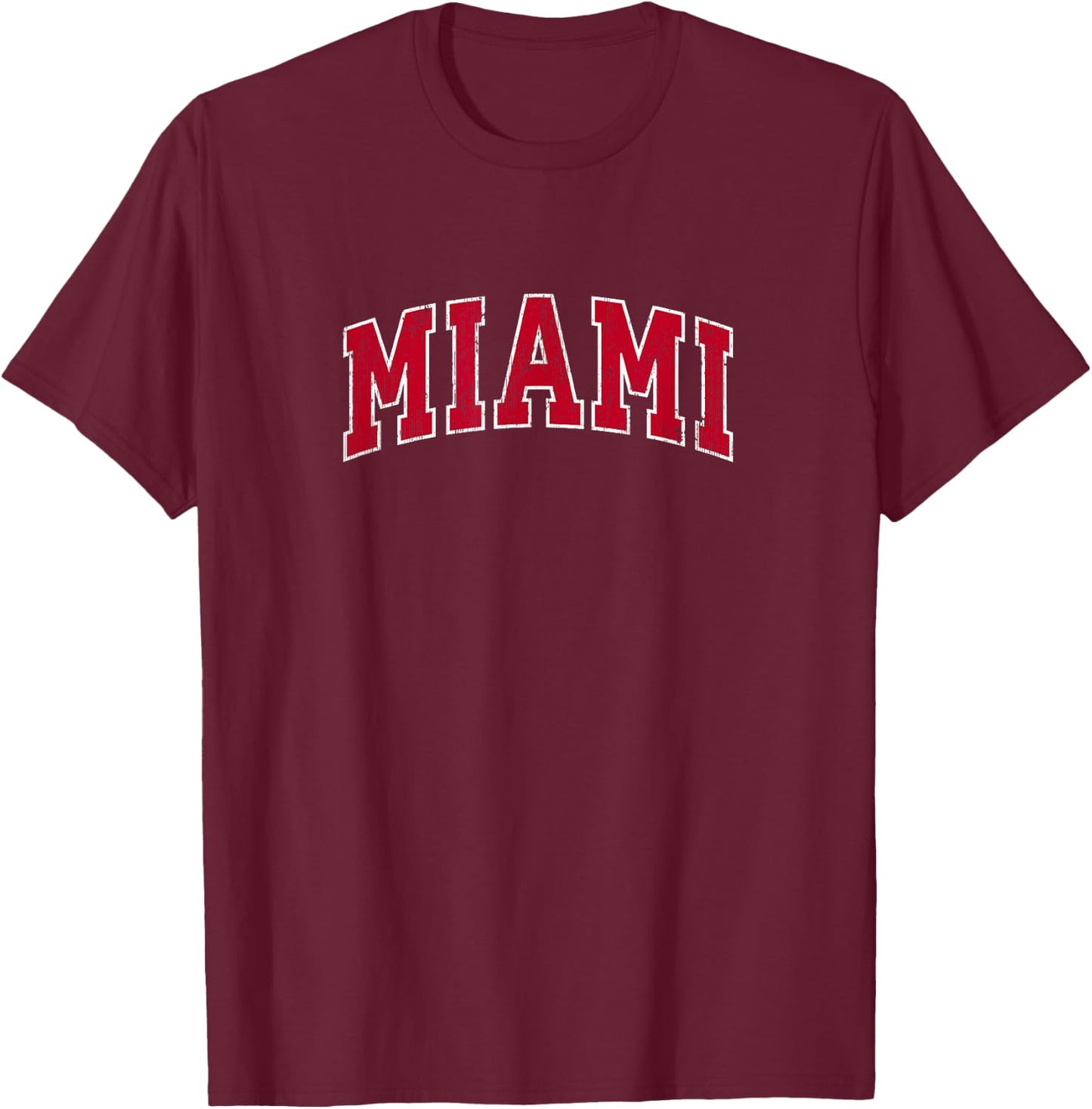 Miami Florida FL Vintage Sports Design Red Design T-Shirt - T-Shirt | Maroon