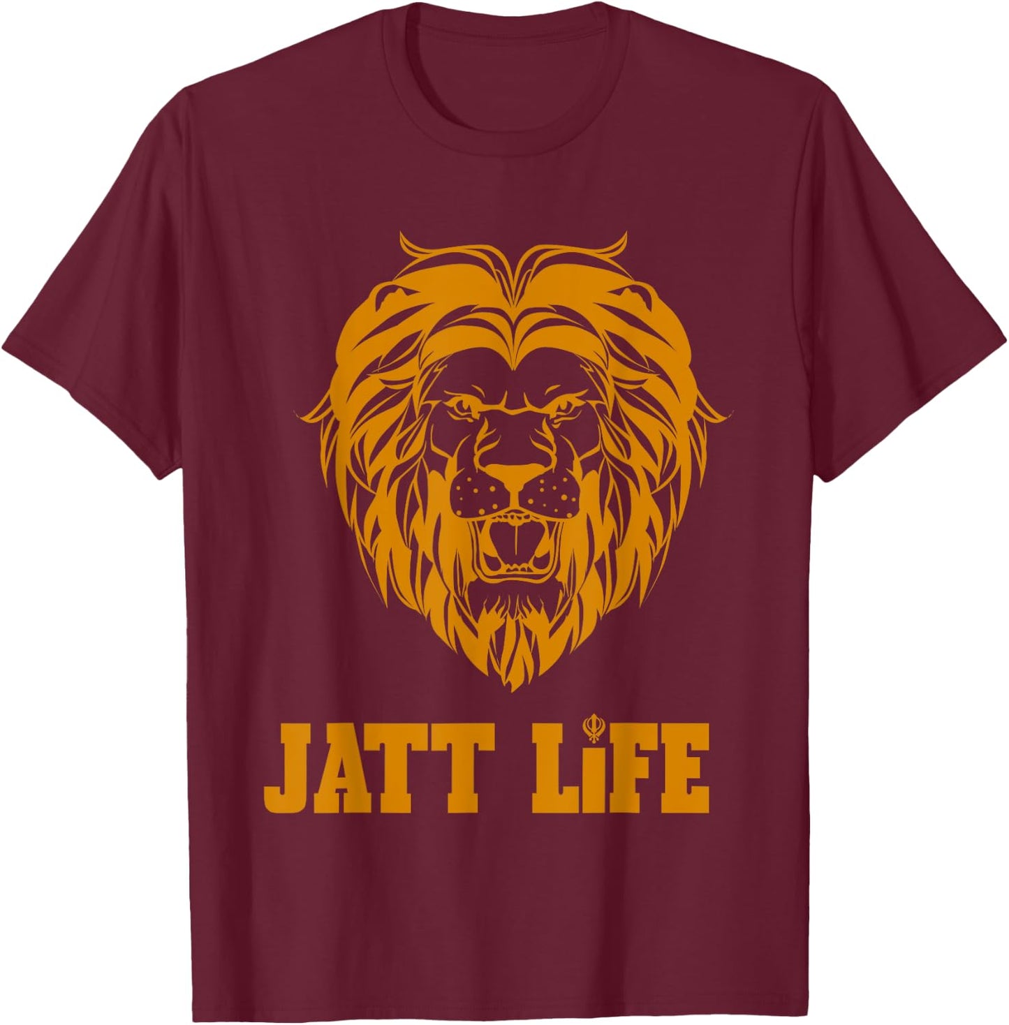 Punjabi Jatt Life Roaring Lion T-Shirt - T-Shirt | Maroon