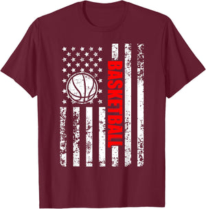 Patriotic US American Flag Basketball T-Shirt - T-Shirt | Maroon