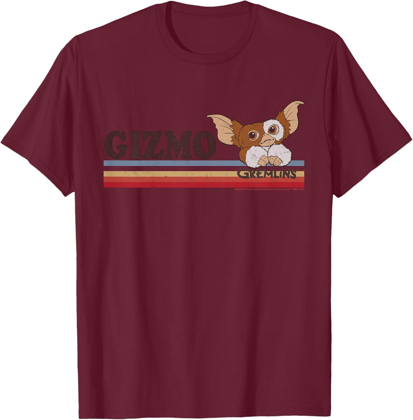 Kids Gremlins Gizmo Retro Stripes T-Shirt - T-Shirt | Maroon