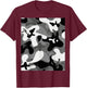 Grey Black White Camouflage Army Military Soldier Camouflage T-Shirt - T-Shirt | Maroon