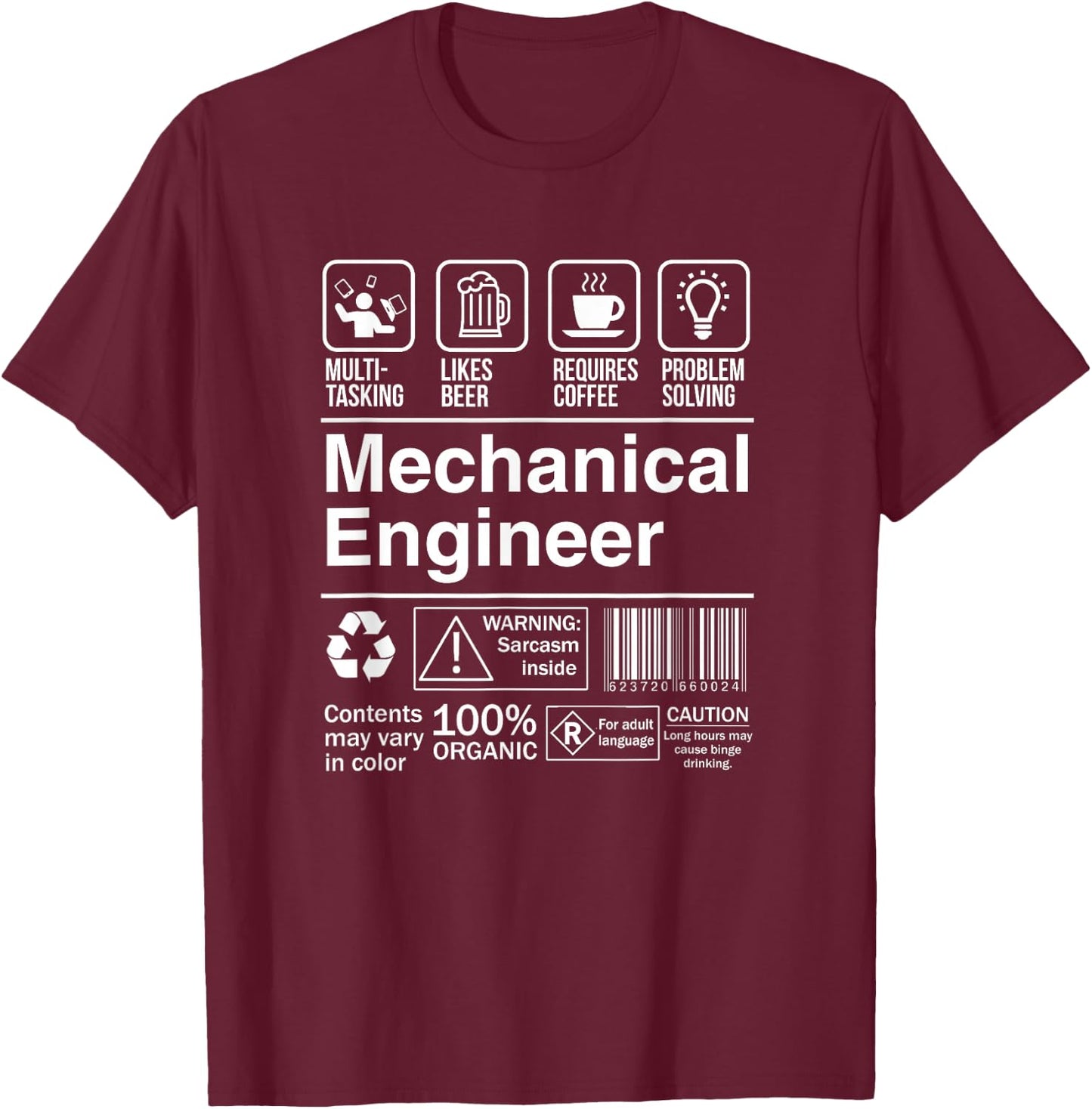 Mechanical Engineer Funny Description Label T-Shirt - T-Shirt | Maroon