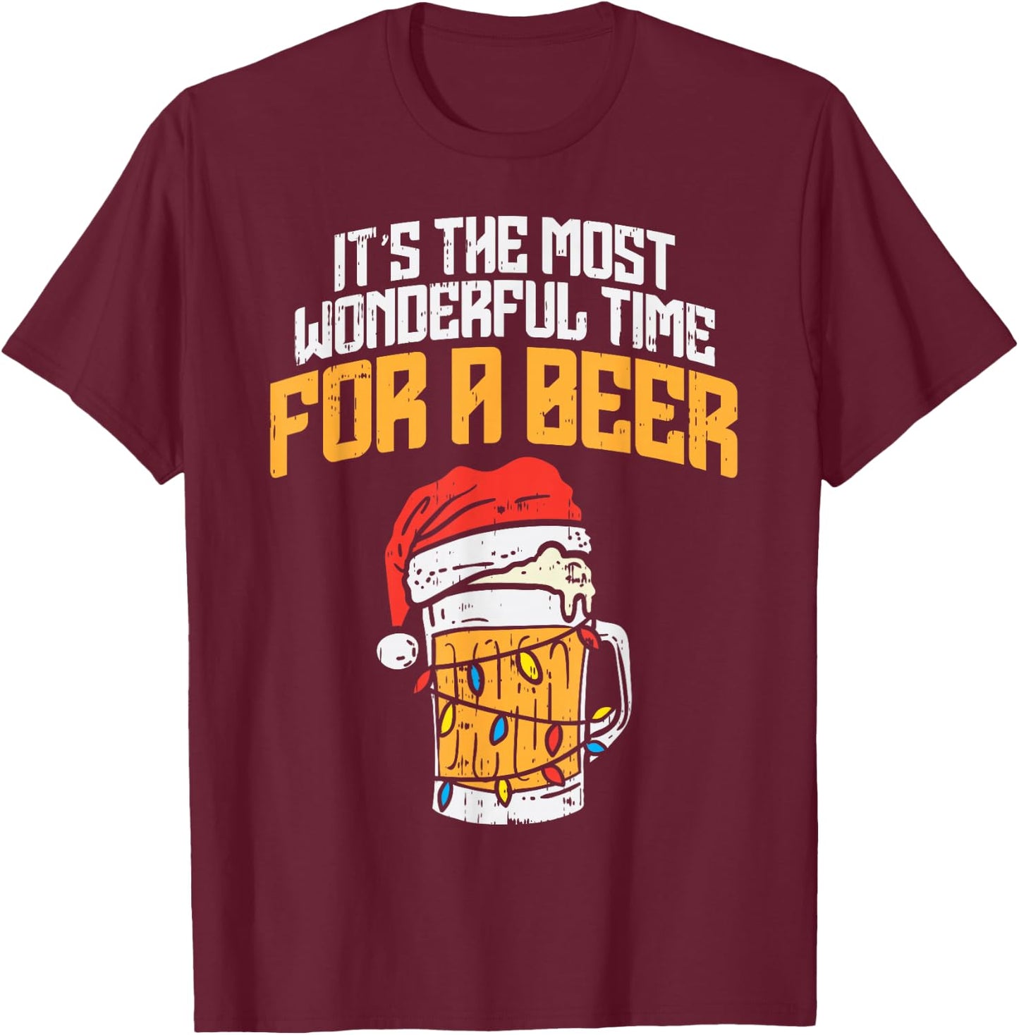 Its The Most Wonderful Time For A Beer Christmas Lover PJ T-Shirt - T-Shirt | Maroon