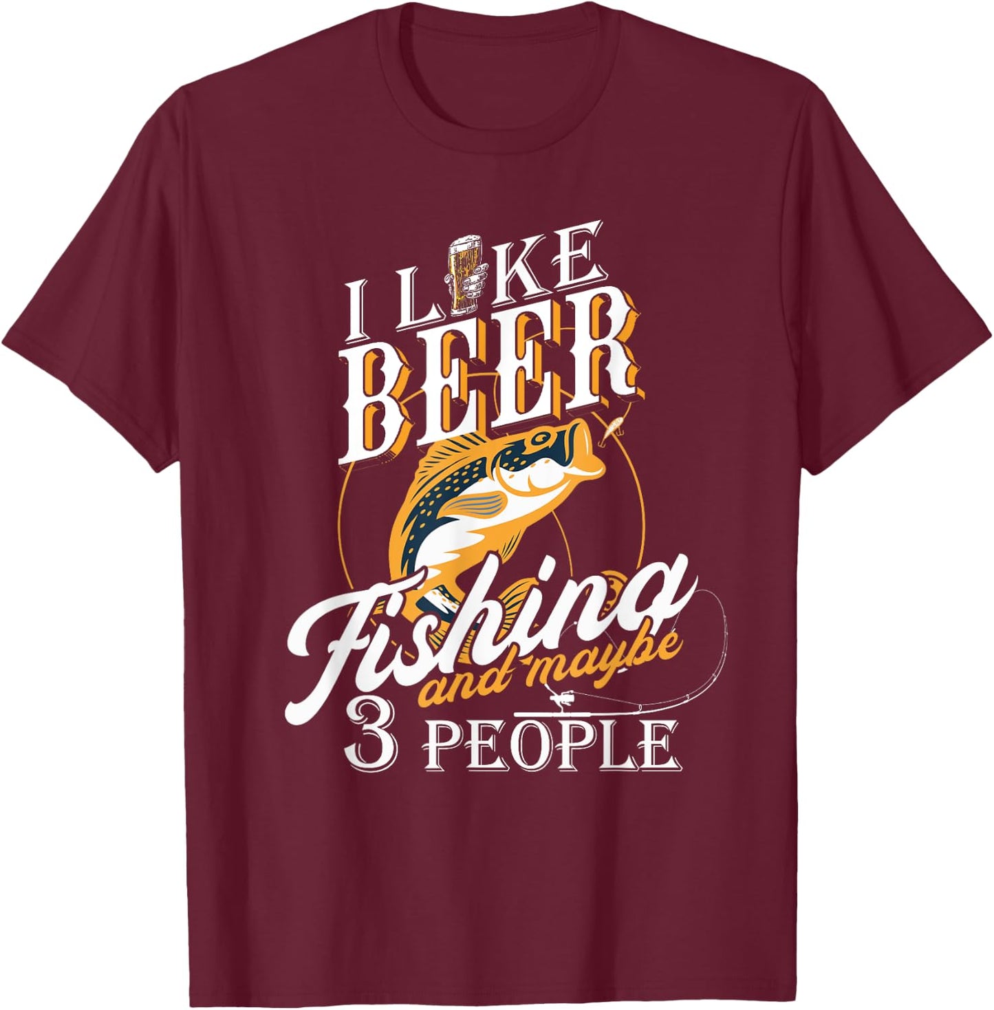 Funny Fishing - Beer Lover - I Like Beer Fishing T-Shirt - T-Shirt | Maroon