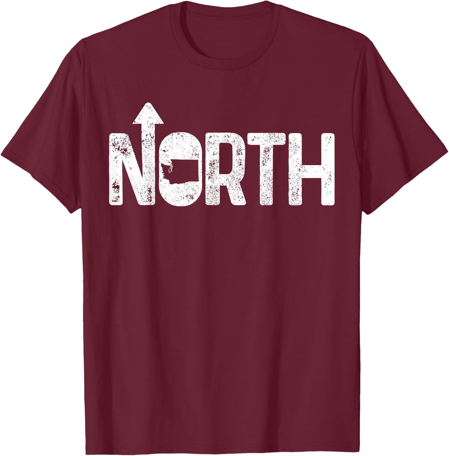 Washington Up North PNW Pacific Northwest State Map Gift T-Shirt - T-Shirt | Maroon