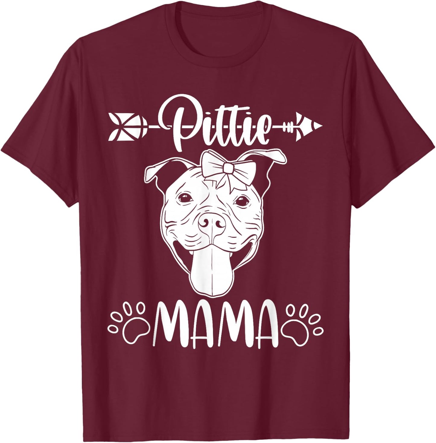 Dog Mummy Pittie Mama Pitbull Mum Mother's Day Pitbull Dogs T-Shirt - T-Shirt | Maroon