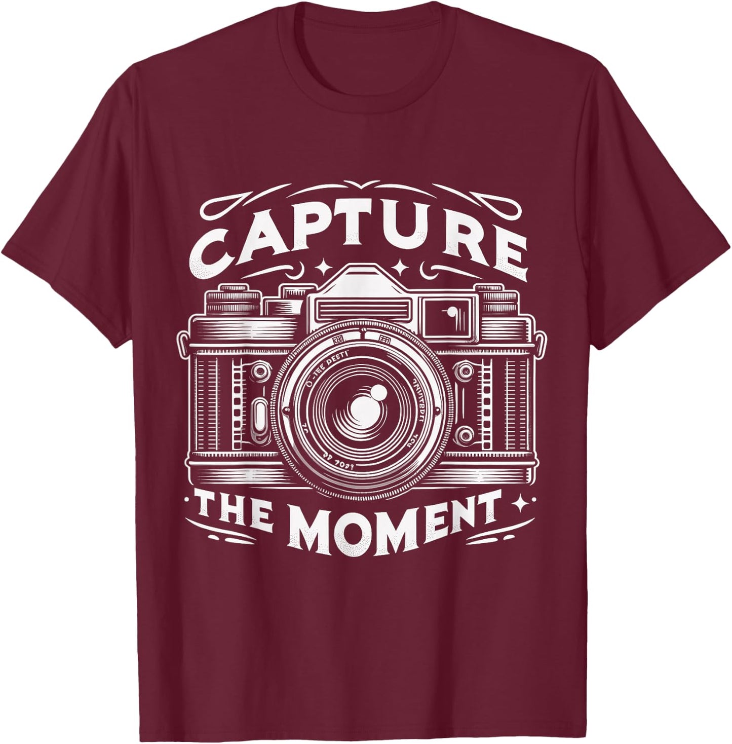 Vintage Camera Snapshot , Capture The Moment Photographer T-Shirt - T-Shirt | Maroon
