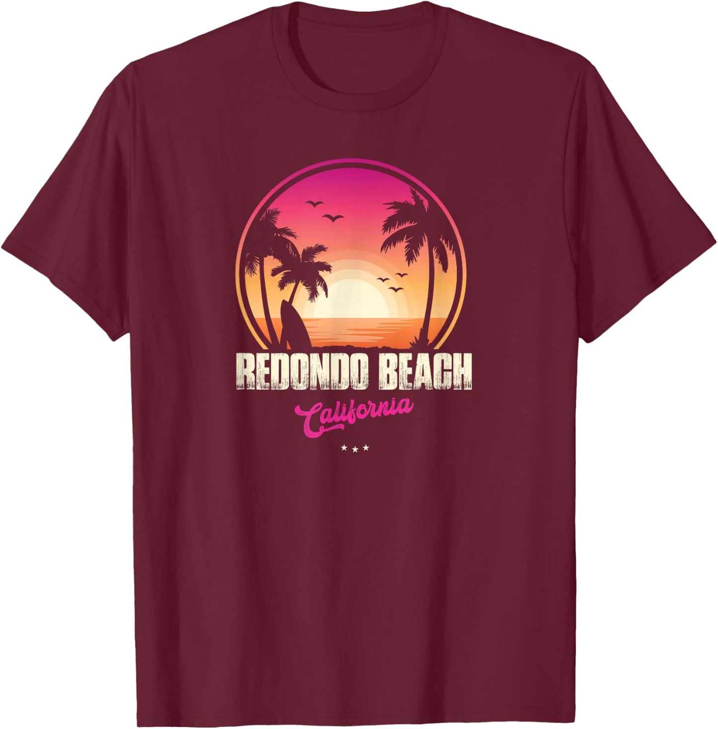Redondo Beach Souvenir - California Reminder T-Shirt - T-Shirt | Maroon