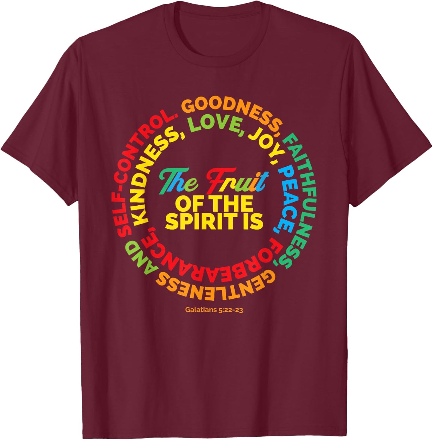 Fruit of The Spirit Christian T-Shirt - T-Shirt | Maroon