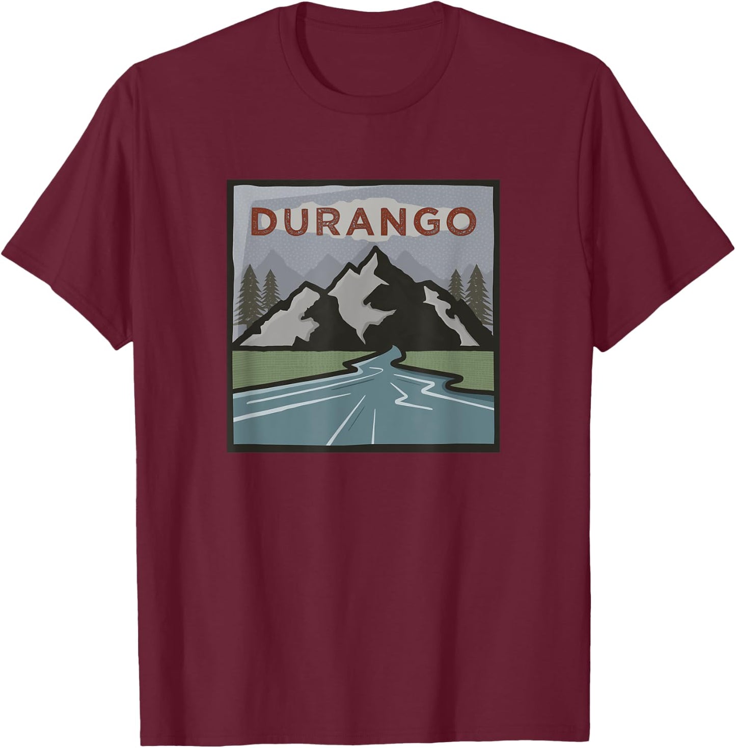 Vintage Durango, CO Illustration / Retro Durango, CO T-Shirt - T-Shirt | Maroon