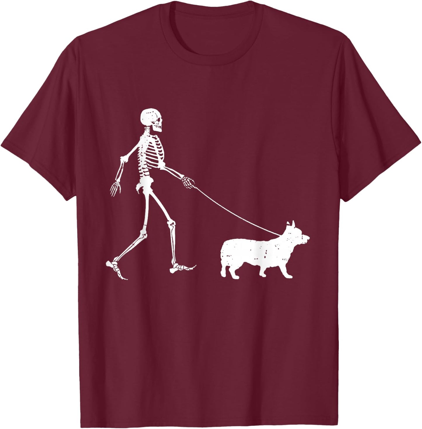Welsh Corgi Halloween Skeleton, Funny Halloween T-Shirt - T-Shirt | Maroon