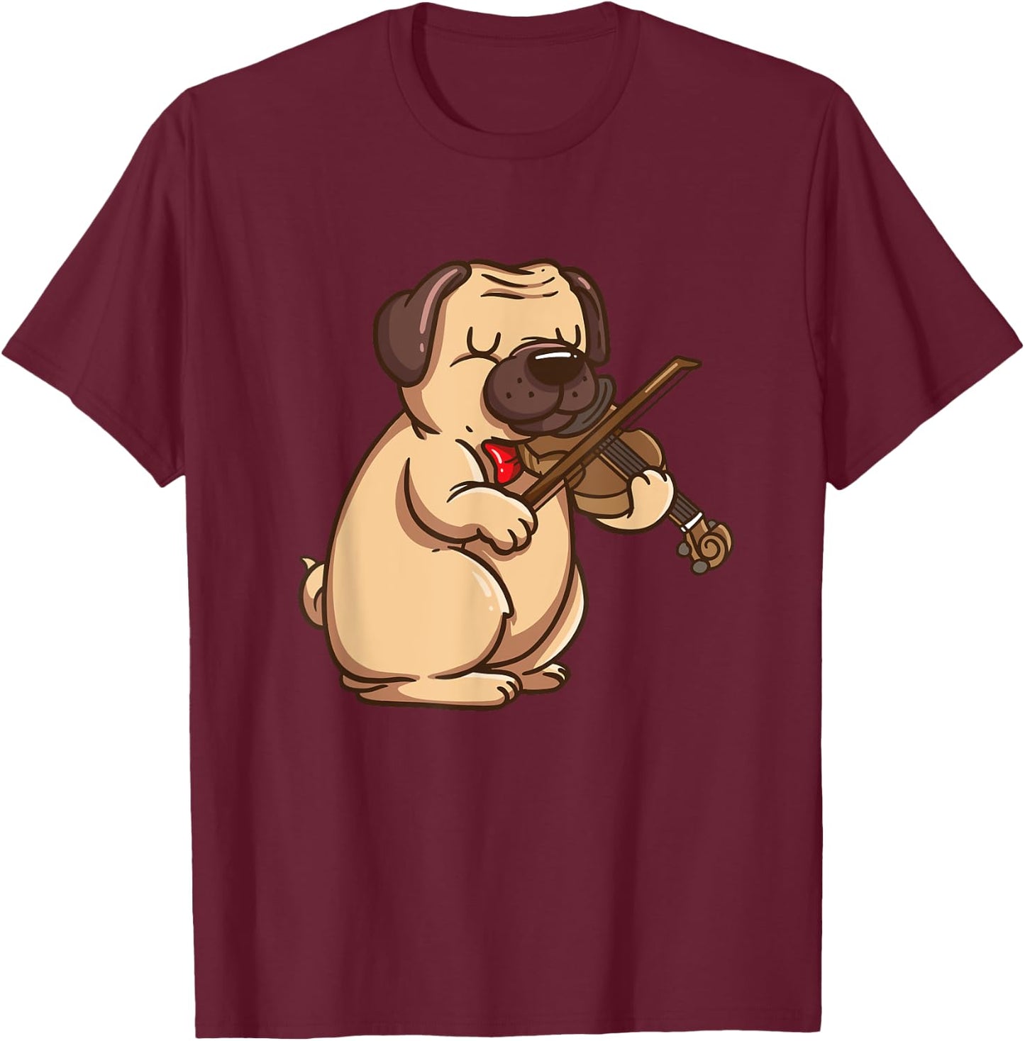 Geiger Pug Dog Violin Viola Player Music Gift T-Shirt - T-Shirt | Maroon