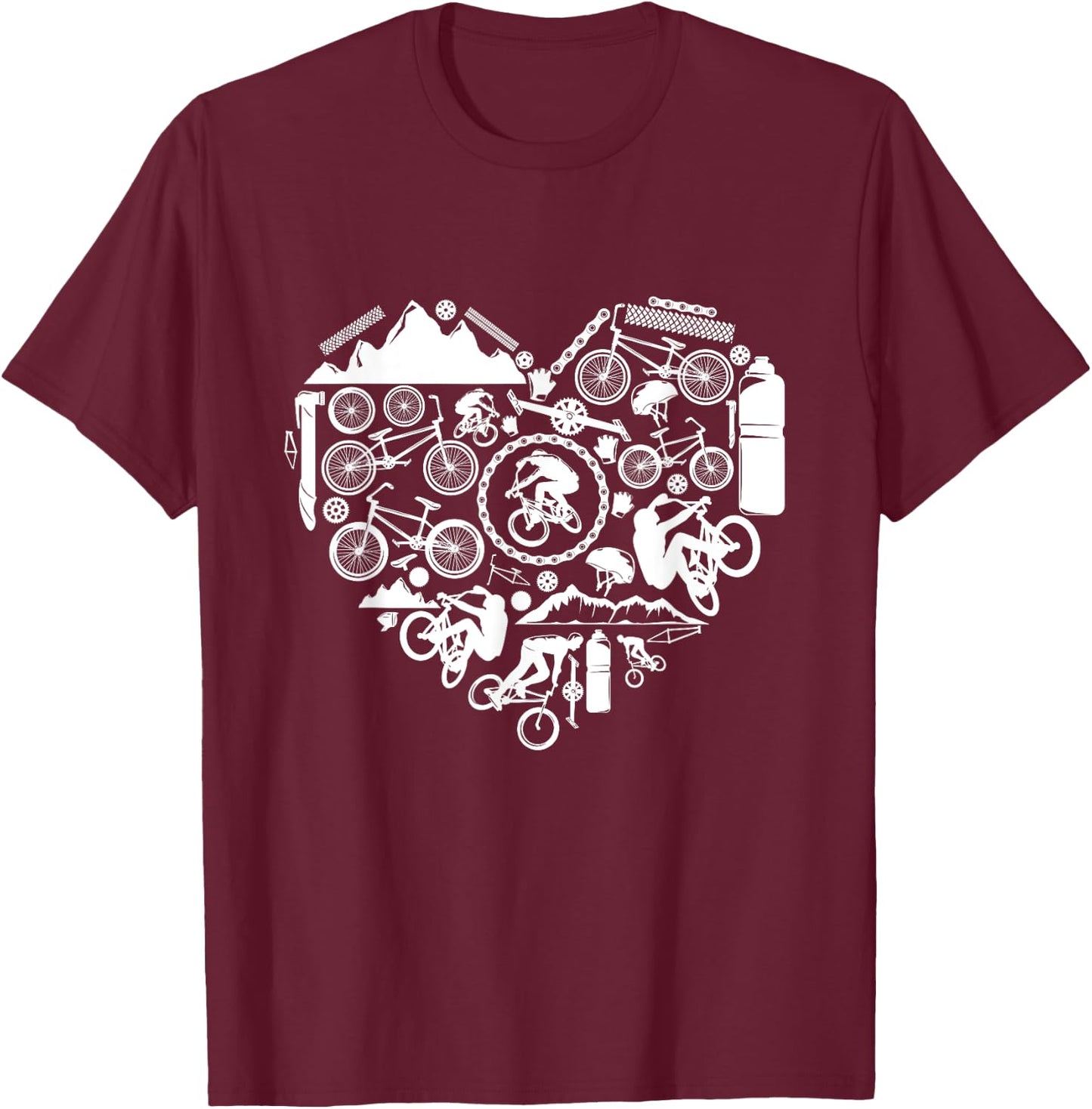 BMX Bicycle heart love Racing Stunt bike biker kids boy men T-Shirt - T-Shirt | Maroon