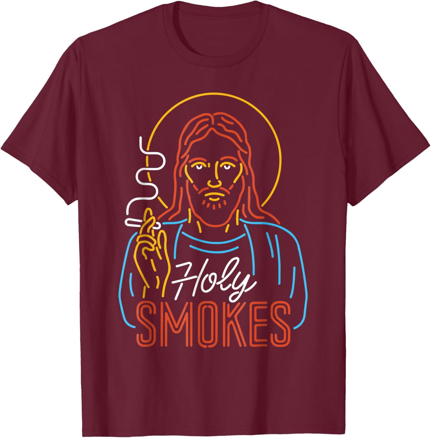 Holy Smokes Funny Jesuss T-Shirt - T-Shirt | Maroon