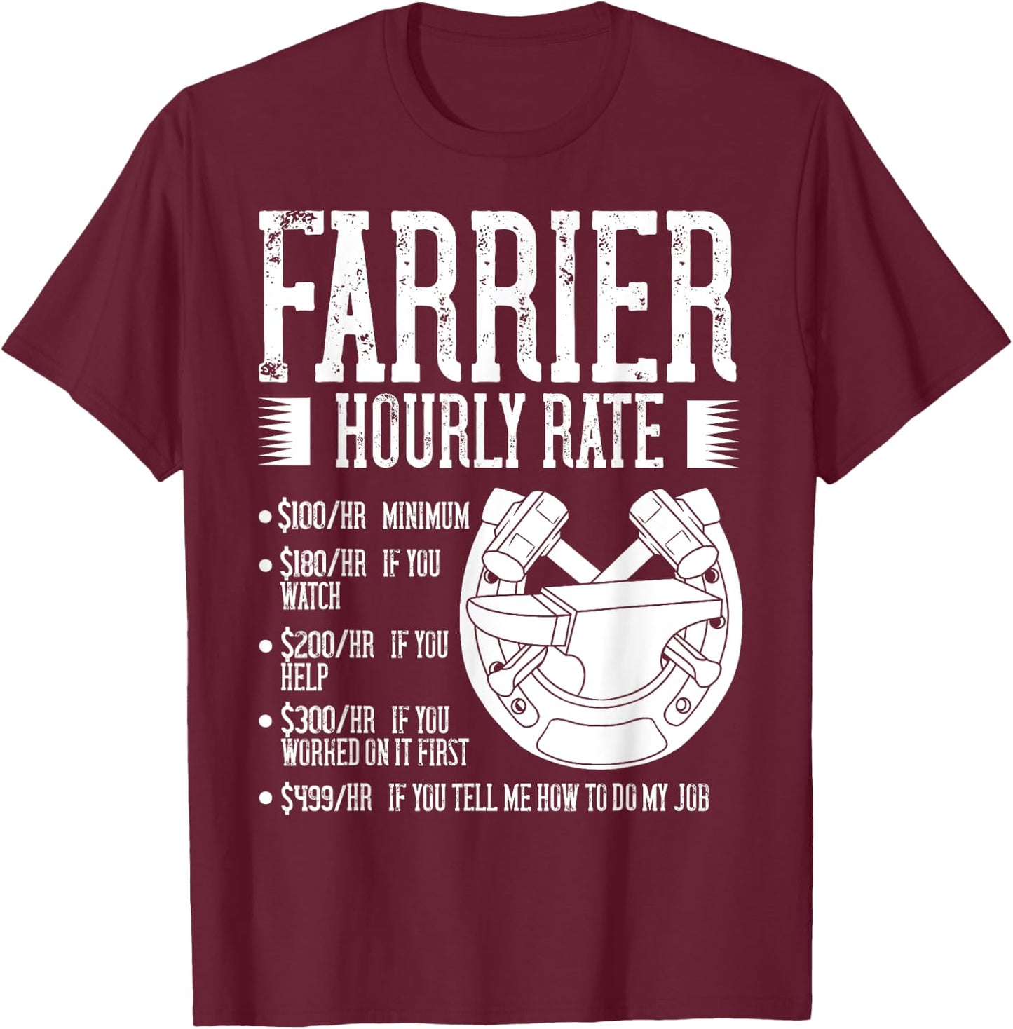 Farrier Horseshoe Gift Hoof Tools T-Shirt - T-Shirt | Maroon