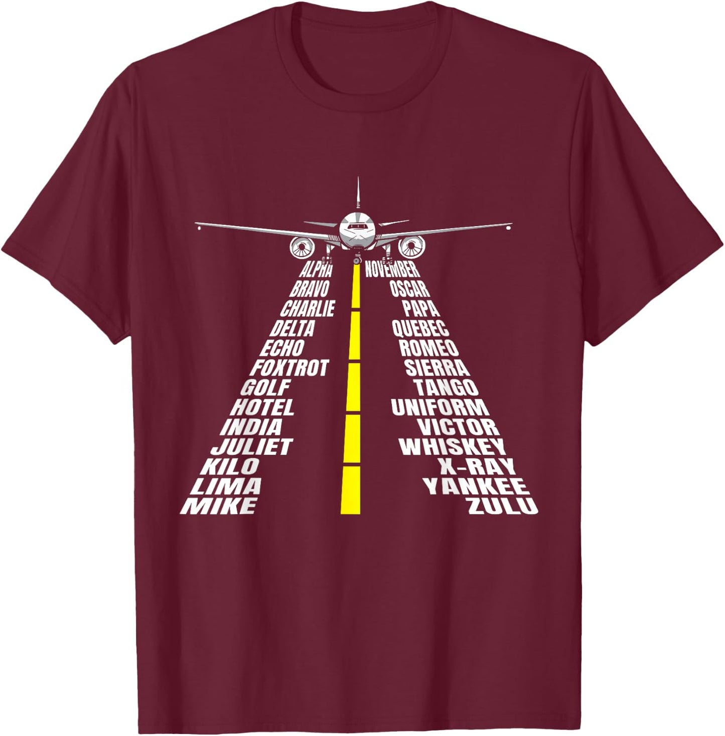 Phonetic Alphabet Aircraft Pilot Plane Aviator Airplane T-Shirt - T-Shirt | Maroon