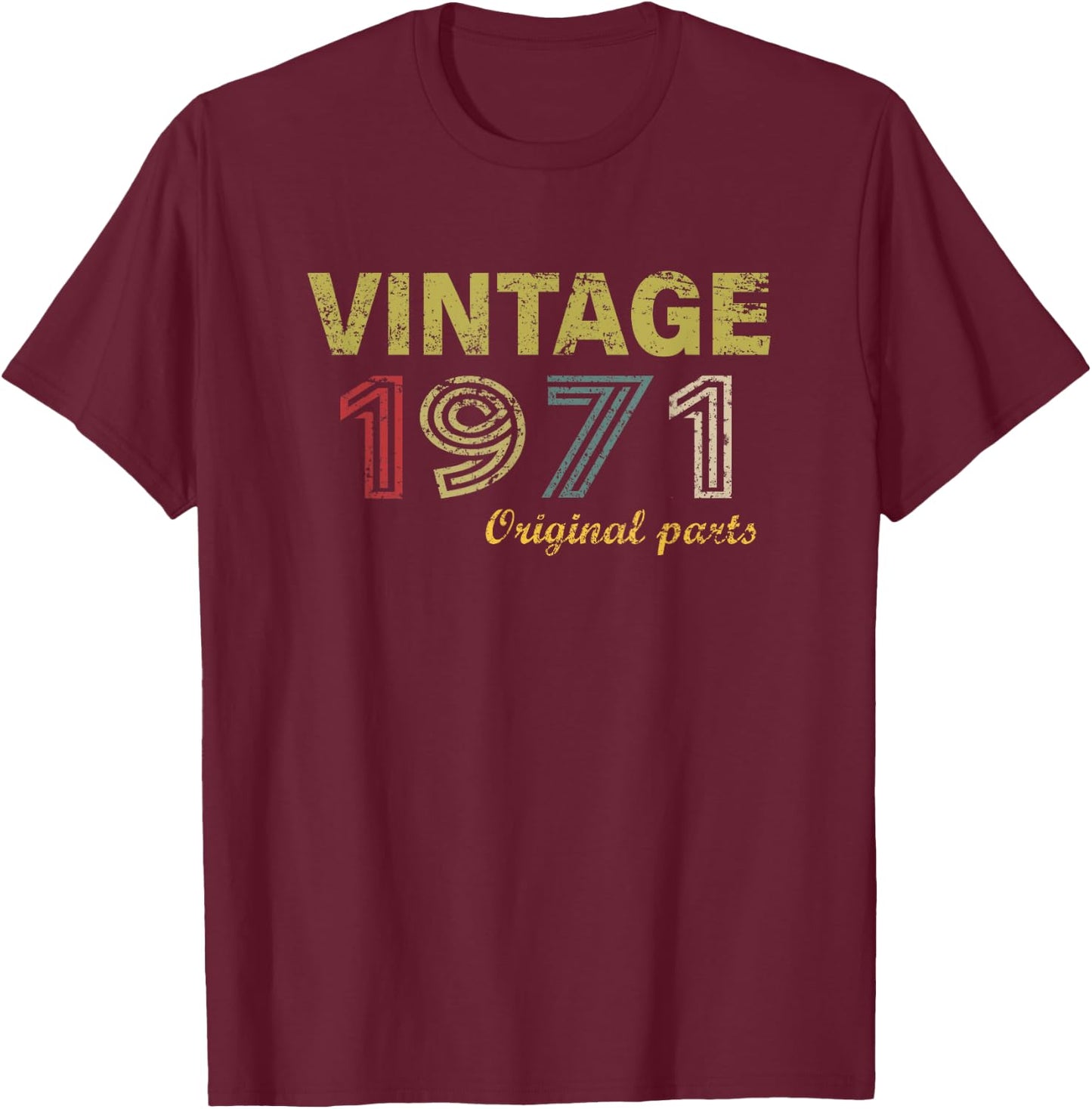 Vintage 1971 Cool 54 Year Old Bday 54th Birthday Men Women T-Shirt - T-Shirt | Maroon