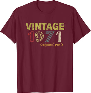 Vintage 1971 Cool 54 Year Old Bday 54th Birthday Men Women T-Shirt - T-Shirt | Maroon