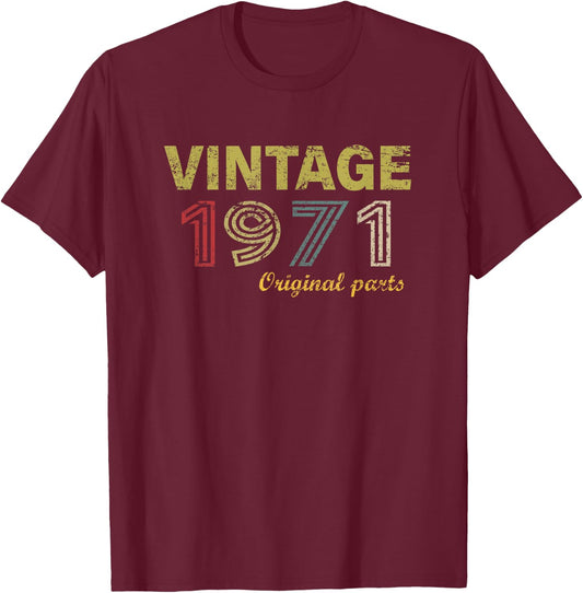 Vintage 1971 Cool 54 Year Old Bday 54th Birthday Men Women T-Shirt - T-Shirt | Maroon