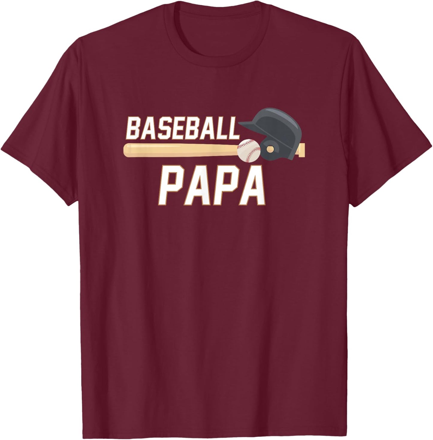 Baseball Papa Fathers Day Baseball Grandpa T-Shirt - T-Shirt | Maroon