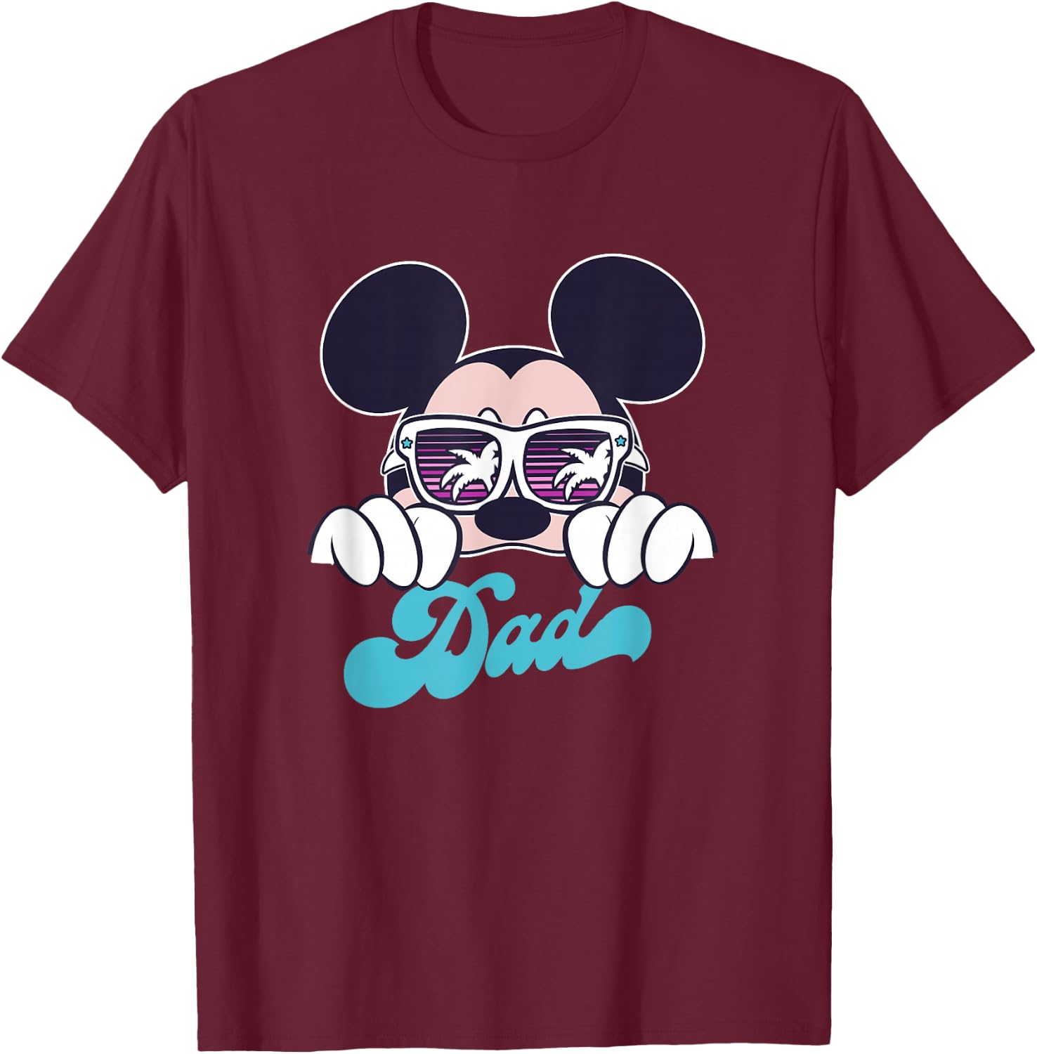 Disney Mickey and Friends Cool Mickey Summer Vibes Dad Logo T-Shirt - T-Shirt | Maroon