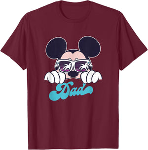 Disney Mickey and Friends Cool Mickey Summer Vibes Dad Logo T-Shirt - T-Shirt | Maroon