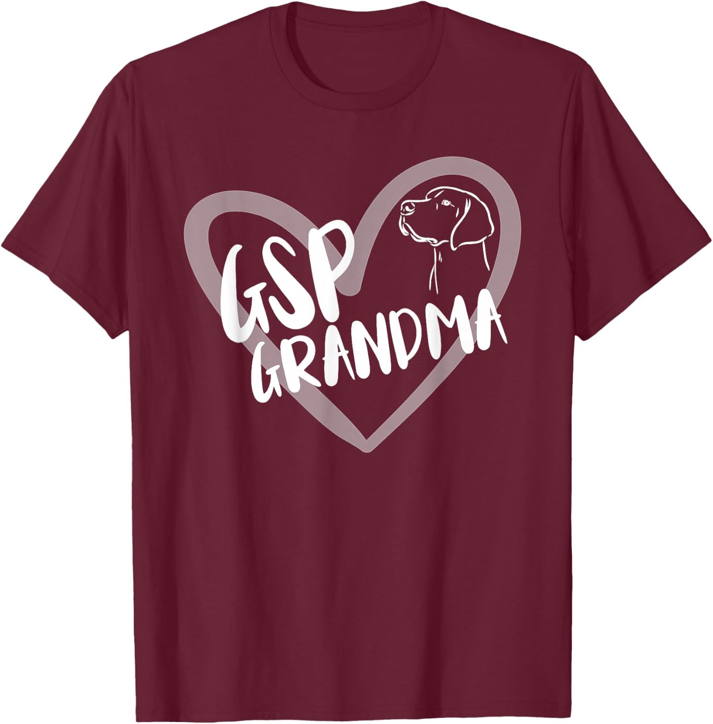 GSP Grandma Heart German Shorthaired Pointer Dog Lover T-Shirt - T-Shirt | Maroon